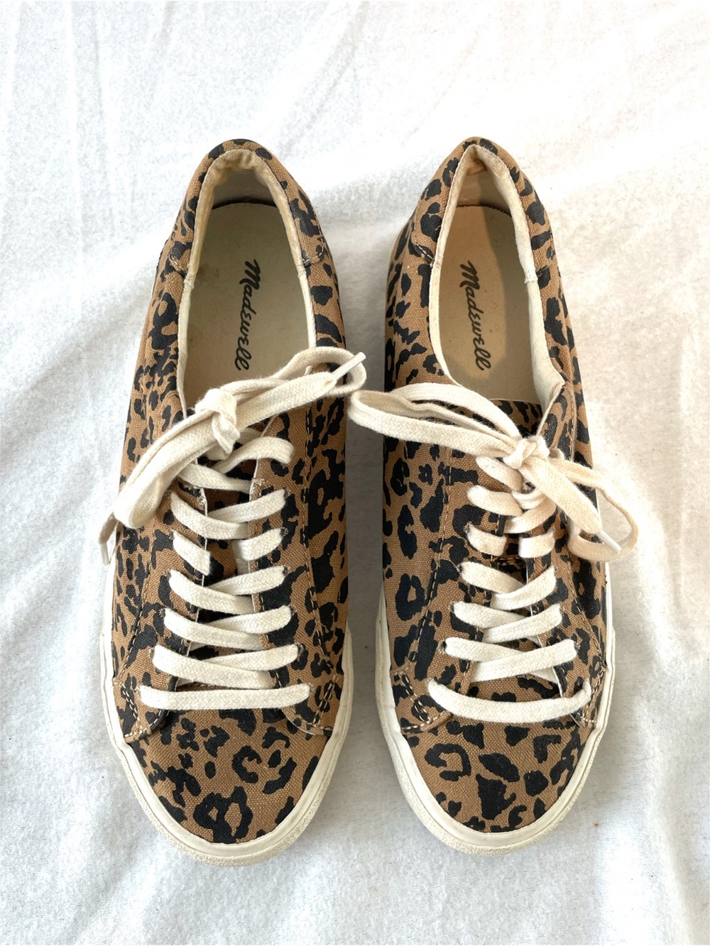 Madewell Leopard Print Canvas Lace-Up Low Top Sneakers Size 8.5